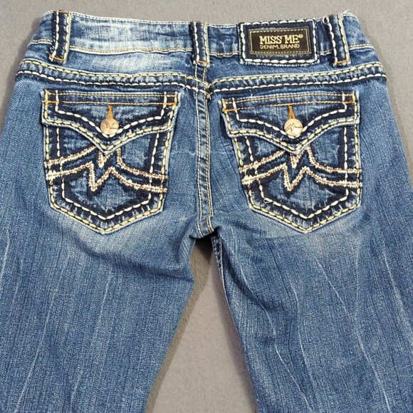 Miss Me Jeans Women's 29 Blue Irene Skinny Flap Pockets Denim - Picture 1 of 14